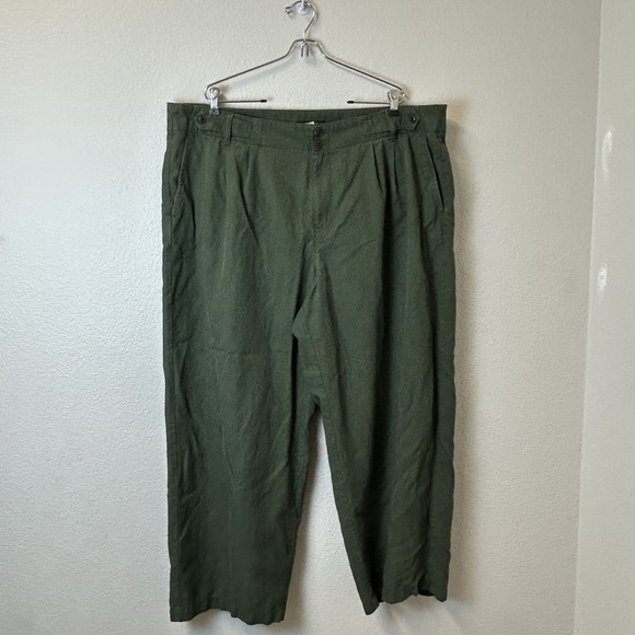 Madewell The Plus Curvy Harlow Wide-Leg Pant in Drapey Twill Green‎ Size 20W - Picture 9 of 9